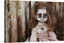  Cursed baby doll is lonely. Cursed baby doll wants to play... The perfect spooky artwork to unnerve your guests next Halloween.