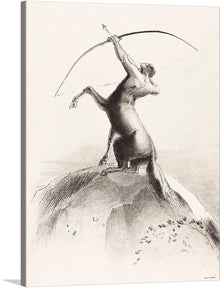  “Centaur Aiming at the Clouds” by Odilon Redon is a stunning piece of art that would make a great addition to any collection. The print features a centaur, a mythical creature with the upper body of a man and the lower body of a horse, aiming his bow and arrow at the clouds. 