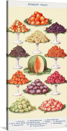  This vintage illustration from Mrs. Beeton's Book of Household Management is a charming and whimsical depiction of different types of dessert fruit. It is a perfect example of Art Nouveau, a movement that emerged in Europe in the late 19th century. Art Nouveau artists were inspired by the natural world, and they often used their work to explore themes of growth, transformation, and sensuality.