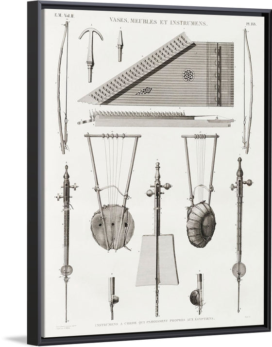 "Vintage Illustration of Antique Musical Instrument Published in 1809-1828", Edme-François Jomard