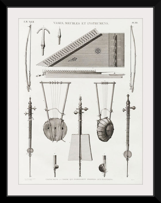 "Vintage Illustration of Antique Musical Instrument Published in 1809-1828", Edme-François Jomard