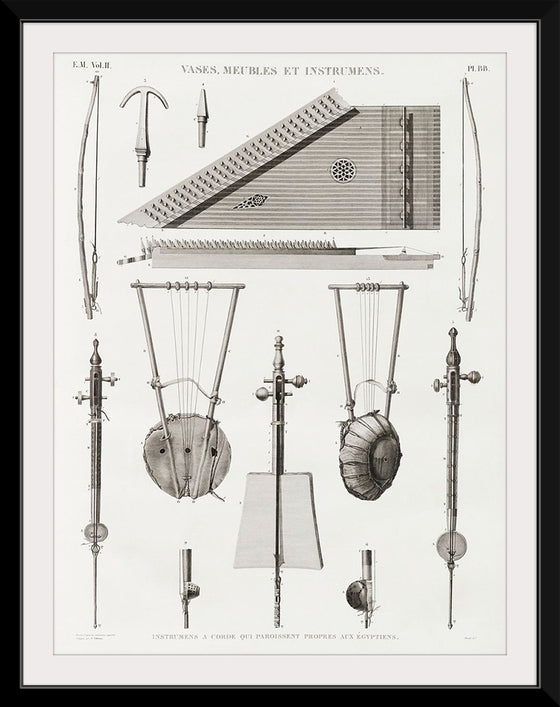 "Vintage Illustration of Antique Musical Instrument Published in 1809-1828", Edme-François Jomard