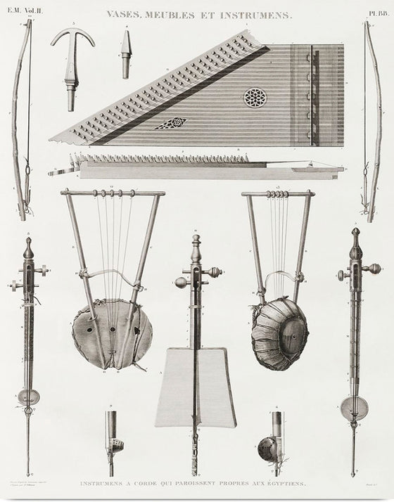 "Vintage Illustration of Antique Musical Instrument Published in 1809-1828", Edme-François Jomard