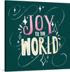 “Joy to the world” is a colorful artwork that captures the essence of holiday cheer and universal jubilation. The phrase “JOY TO THE WORLD” is stylized in vibrant hues of pink, white, and gold, creating a contrast against the deep green background.