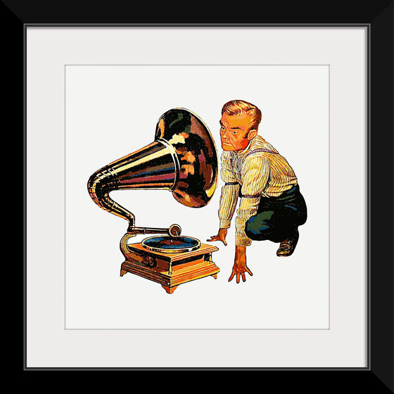 "Man Listening to Gramophone"