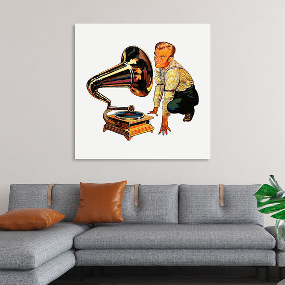 "Man Listening to Gramophone"