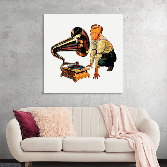 "Man Listening to Gramophone"