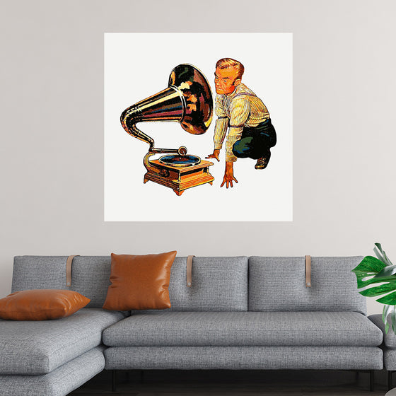 "Man Listening to Gramophone"