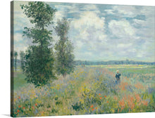  In Claude Monet's "Poppy Fields Near Argenteuil" (1873), the artist invites us into a vibrant tapestry of poppies, their delicate petals swaying gently in the summer breeze. A vast expanse of poppies stretches across the canvas, their fiery red petals creating a mesmerizing spectacle of color. The poppies, planted in rows of varying density, create a sense of movement and depth, as if the viewer is walking through a field of these delicate flowers.