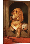 This painting by Sir Edwin Landseer is a charming and humorous depiction of two dogs, a bloodhound and a West Highland white terrier. The bloodhound, Grafton, is a large, imposing dog with a noble expression. The terrier, Scratch, is a small, wiry dog with a cheeky grin.