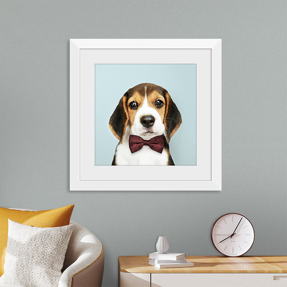 "Cute Beagle in a Dark Brown Bow Tie"