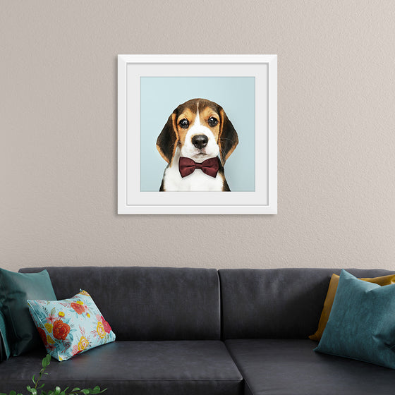 "Cute Beagle in a Dark Brown Bow Tie"