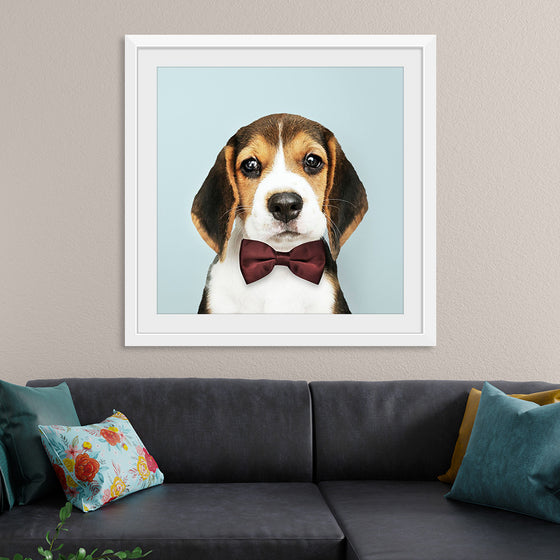 "Cute Beagle in a Dark Brown Bow Tie"