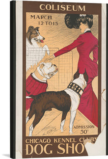  This vintage poster for the Chicago Kennel Club's Dog Show captures the excitement and glamour of this popular event. The poster features a collage of images of different breeds of dogs, all of them looking their best and ready to show off for the judges.