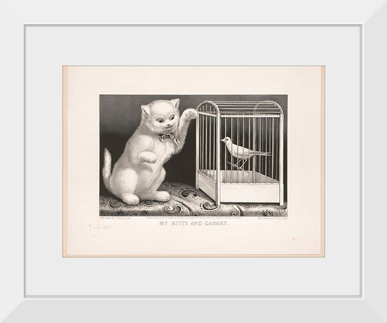 "My Kitty and Canary (1871)", Currier& Ives