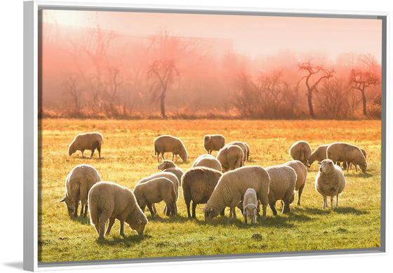 "Flock of Sheep in a Meadow"