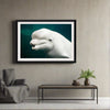 Dive into the serene and mystical underwater world with Carol M. Highsmith’s masterpiece, “Beluga Whale in an Aquarium.” This exquisite print captures the ethereal beauty of a Beluga whale, showcasing its graceful form and enchanting smile against a backdrop of tranquil waters. 