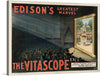 “A Cathedral of Light”—that’s what “The Vitascope” represents. Step back in time with this captivating print, where the golden era of cinema and innovation converges. Imagine yourself in a grand theater, surrounded by an awe-struck audience, their faces illuminated by the ethereal rays of Edison’s greatest marvel—the Vitascope. The projector hums, and suddenly, life-sized motion pictures dance across the silver screen. 