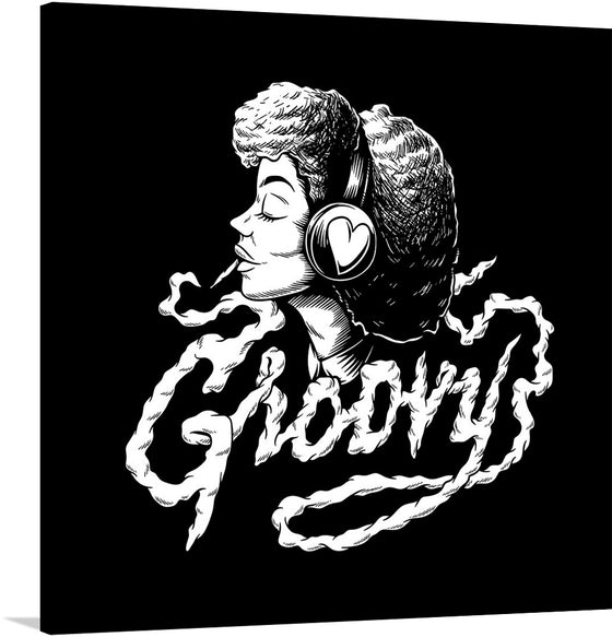 “Groovy: Black and White” is a captivating piece of artwork that encapsulates the essence of rhythmic bliss and auditory ecstasy. The monochromatic masterpiece, available as a premium print, features an enigmatic figure adorned with headphones, lost in the soul-stirring world of music.