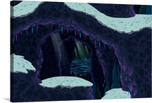 Dive into a world of mystery and enchantment with this mesmerizing artwork, now available as a premium print. The piece captures an enigmatic cave, where the icy embrace of snow meets the dark allure of jagged rocks, creating a harmonious dance between two contrasting elements. Iridescent hues of purple and blue paint a scene that is both eerie and captivating, inviting viewers to lose themselves in the depths of this mystical sanctuary.