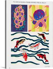  Immerse yourself in the vibrant and eclectic world of E.A. Seguy with this exquisite print, showcasing a collection of his iconic floral designs and colorful novelties. Each panel is a journey into a distinct universe, from the intricate patterns of blossoming flowers to the graceful dance of koi fish amidst serene waves. The harmonious blend of colors and forms makes this artwork a captivating addition to any space, promising to infuse your surroundings with an air of elegance and artistic flair. 