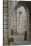 “Statue escalier fer à cheval Fontainebleau” invites you into the serene elegance of Seine-et-Marne, France. This captivating print captures the timeless beauty of the Horseshoe Staircase at Château de Fontainebleau. Each meticulously crafted stone archway and the gracefully poised statue tell a story of art and history converging.