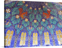  “Mosaic niche - Mathildenhöhe - Darmstadt, Germany” with me. This artwork is a mosaic located at Mathildenhöhe in Darmstadt, Germany. The intricate designs made from small tiles in various colors including blues, greens, golds and reds are a testament to the skilled craftsmanship of the artist. 