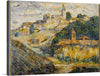 Immerse yourself in the enchanting landscape captured in this exquisite artwork. Every brushstroke tells a tale of a serene village, nestled amidst nature’s embrace. The rustic charm of countryside dwellings, surrounded by lush greenery and under the watchful eye of a gentle sky, is brought to life with the artist’s masterful use of colors and textures.