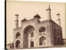  “Akbar’s Tomb at Sikandra, India” is a mesmerizing glimpse into the Mughal Empire’s grandeur. This sepia-toned photograph, taken from a distance, captures the sprawling architectural marvel that is Akbar’s tomb.