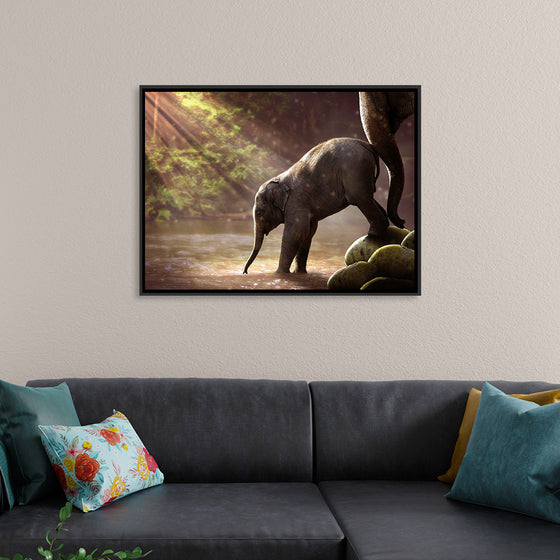 "Elephant by the Waterfall"