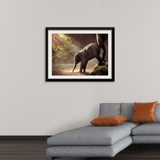 "Elephant by the Waterfall"