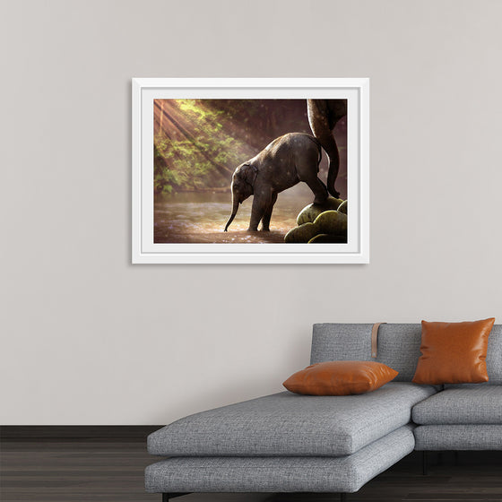 "Elephant by the Waterfall"