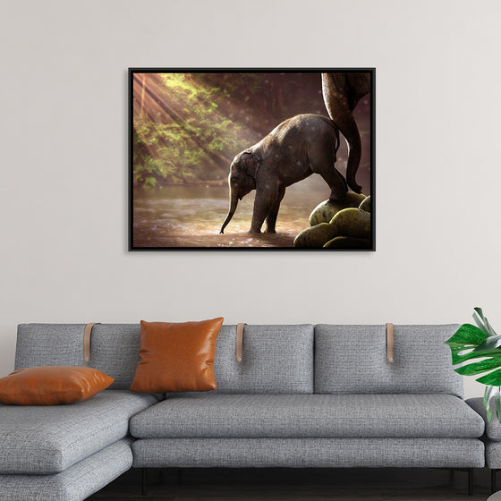 "Elephant by the Waterfall"