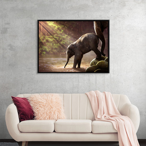 "Elephant by the Waterfall"