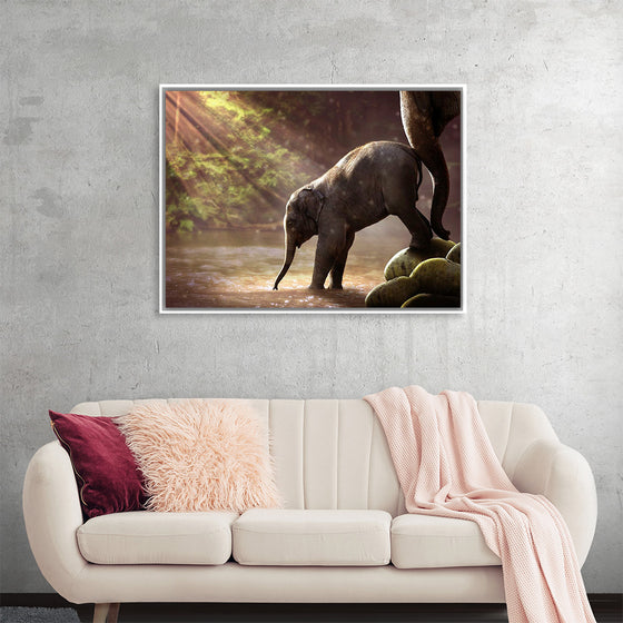 "Elephant by the Waterfall"