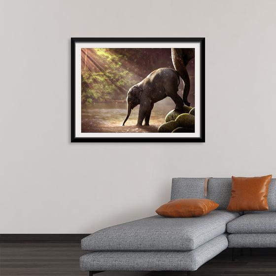 "Elephant by the Waterfall"