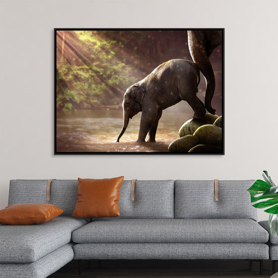 "Elephant by the Waterfall"