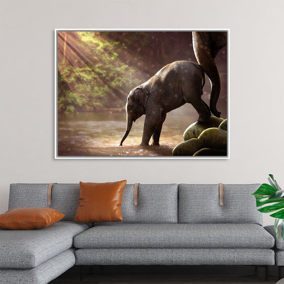 "Elephant by the Waterfall"