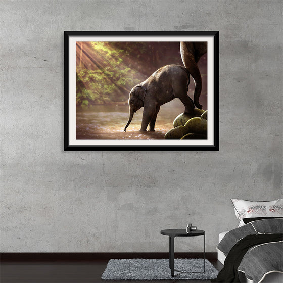 "Elephant by the Waterfall"