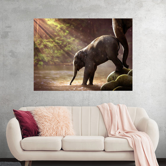 "Elephant by the Waterfall"