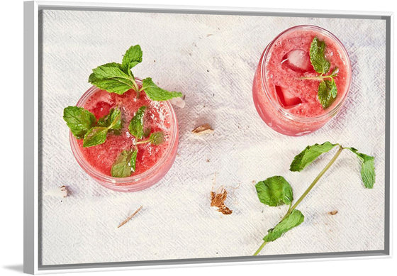 "Strawberry liquor and mint leaves"