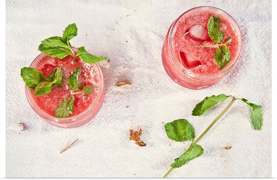 "Strawberry liquor and mint leaves"