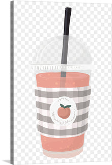  Introducing “Peach Iced Tea,” a refreshing blend of artistry and serenity captured in a print. Every detail, from the glistening peach-hued beverage to the contemporary striped design of the cup, is meticulously crafted to evoke the sweet, tranquil moments of sipping iced tea on a warm afternoon. The artwork’s modern aesthetic, characterized by soft tones and minimalist design, makes it a versatile piece that breathes life and elegance into any space. 