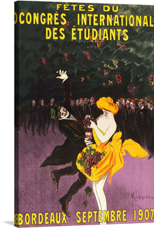  “Celebrations of the international student congress, Bordeaux (1907)” by Leonetto Cappiello is a vibrant and lively print that captures the energy of the event. The print features a group of students dancing and celebrating, with a bold use of color and line.