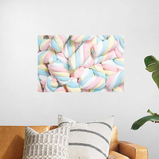 "Pile of Spiraled, Colorful Marshmallows"