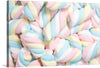 Dive into a world where sweetness and color intertwine, with this exclusive print capturing the whimsical elegance of classic marshmallow candies. Each piece, with its soft pastel hues of blue, pink, and white, evokes a sense of nostalgia and innocence. This artwork is not just a visual treat but an experience, inviting viewers to reminisce about the simple joys of childhood. 