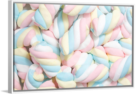 "Pile of Spiraled, Colorful Marshmallows"