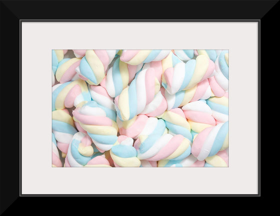 "Pile of Spiraled, Colorful Marshmallows"