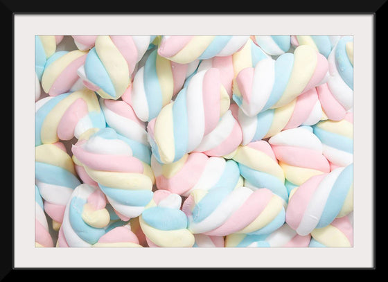 "Pile of Spiraled, Colorful Marshmallows"