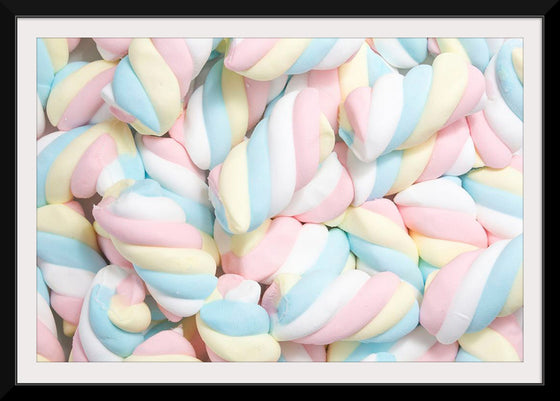 "Pile of Spiraled, Colorful Marshmallows"